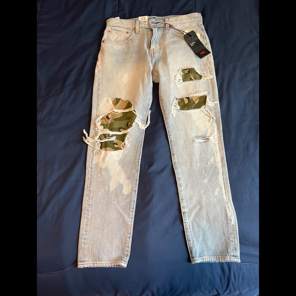 Levi’s Hi-Ball Camo Bleached Denim Jeans 32x29 Brand New